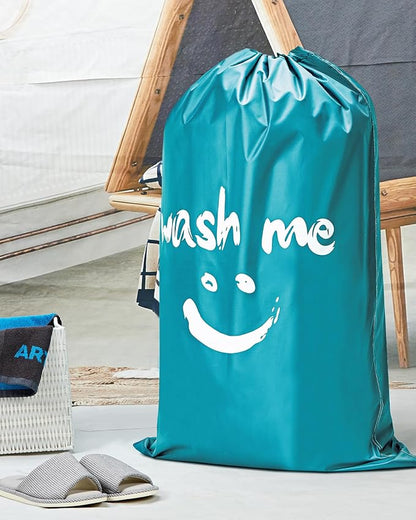 HOMEST XL Laundry Bag 28" x 40", Extra Large Dirty Clothes Organizer Holds 3-4 Loads, Machine Washable Drawstring Laundry Bag for Dorm, Camp, Laundromat, Family, Travel, Sky Blue