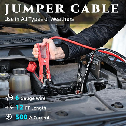 Roadside Emergency Car Kit for Vehicles, Car Emergency Kit with Jumper Cables, Air Compressor, First Aid Kit, Car Safety Tool Kits, Road Trip Assistance for Men, Women, New Driver Gifts