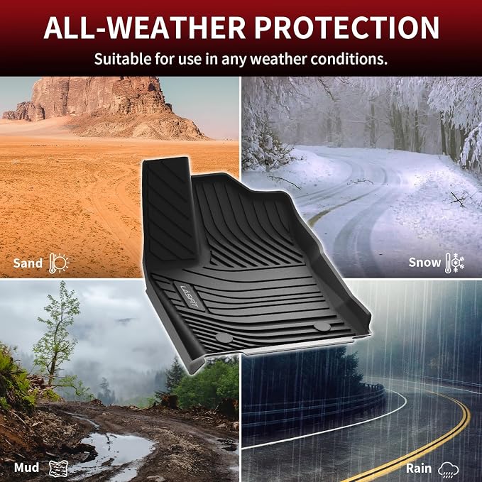 LASFIT Floor Mats for Toyota Tundra 2022-2025 2026 CrewMax Cab, All Weather Custom Fit TPE Floor Liners for Tundra SR/SR5/TRD PRO/Limited/Platinum/Castone Front&Rear 2 Row Car Mats, Black