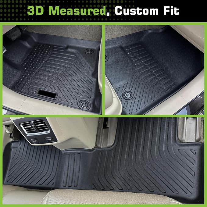 Floor Mats for Acura RDX 2016-2018 (Not for Front Passenger Seat w/ 4-Way Power Adjustment), Heavy Duty TPE Waterproof Non-Slip All Weather Protection Custom, Floor Mats & Cargo Liner