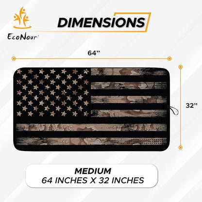 EcoNour Camoflage American Flag Windshield Sun Shade –240T Reflective Polyester Blocks 99% UV & Heat Protection | Patriotic Car Accessory Sedans, Hatchbacks, Small SUVs | Universal Fit (66" x 34")