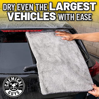 Chemical Guys Woolly Mammoth Large Microfiber Drying Towel - 36 x 25 Inch Gray, Ultra Plush Super Absorbent Car Drying Towel for Cars, Trucks, SUVs, Motorcycles, RVs, and Auto Detailing - 2 Pack