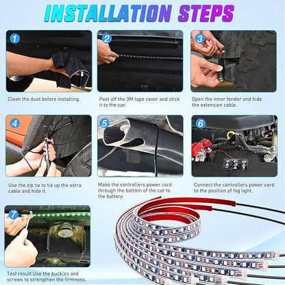 Nilight 6Pcs Car Underglow Neon Accent Strip Lights 300 LEDs Multi Color RGB-IC DIY Sound Active Function Music Mode with APP Control and Remote Control Underbody Light Strip