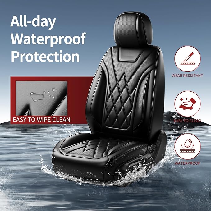 Car Seat Covers Compatible with Hyundai Ioniq 2017-2025 2026 - Full Set 5 Seats Luxury Leather All-Weather Seat Cushions & Protectors, Waterproof & Breathable, Airbag Compatible (Black)