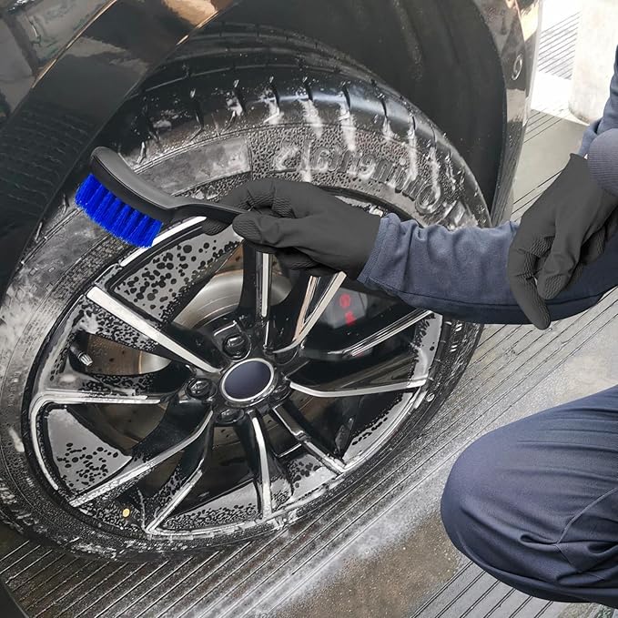 Car Cleaning Brush,Tire Brush,Cleaning Brush, Tire Brushes for Cleaning Rims Cleaning Brushs for Car Interior and tire (Blue+Black)