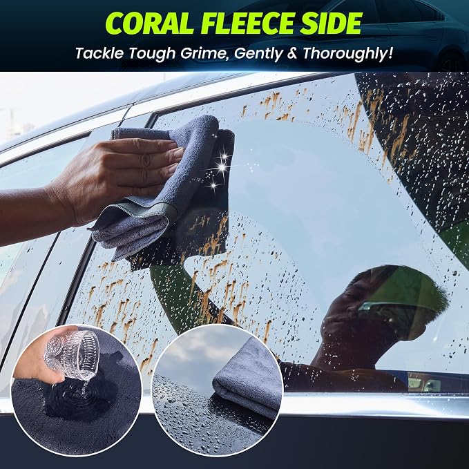 Car Drying Towel, Premium Double Sided, Suede Towel for Car, Microfiber Towels for Cars, Thick Scratch-Free Cloth for Car Body Polish, Car Detailing Supplies, Gray 12x24 Inches 1 Package