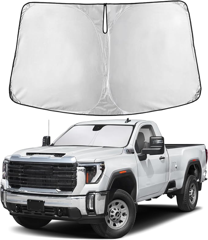 EcoNour Windshield Sunshade Compatible for GMC Sierra 1500 2500 3500 2019-2024 2025 2026, Sun Visor for Front Window Sun Shade Cover, UV Heat Blocker & Protector, Car Accessories