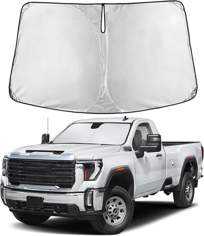 EcoNour Windshield Sunshade Compatible for GMC Sierra 1500 2500 3500 2019-2024 2025 2026, Sun Visor for Front Window Sun Shade Cover, UV Heat Blocker & Protector, Car Accessories