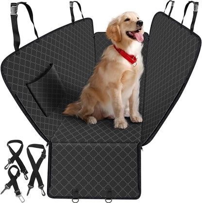Dog Car Seat Cover for Back Seat with Storage Pocket Dog Hammock Protects Against Dirt Seat Covers for Cars Scratch Prevention Fits for SUVs and Trucks 54"x 58", Black
