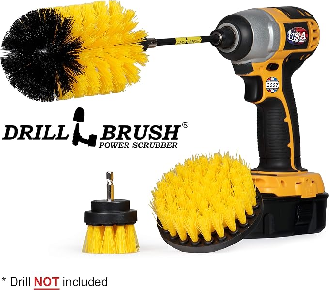Drill Brush Power Scrubber by Useful Products - Bathroom Cleaning Brush Set - Scrub Brush for Drill - Cleaning Tools for Drill - Shower Scrubber - Tile and Tub Scrubber - Drill Brush Attachment Set