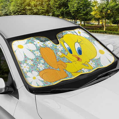 BDK New Tweety Bird Front Windshield Auto Shade, Accordion Folding Auto Sunshade for Car Truck SUV-Blocks UV Rays Sun Visor Protector, Keeps Your Vehicle Cool-58 x 27 Inch