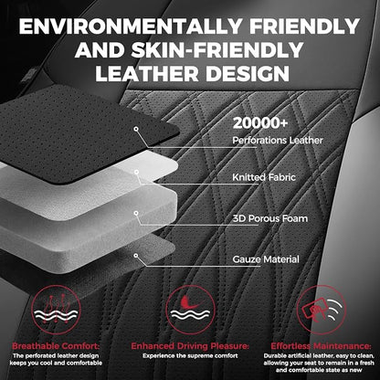 FREESOO Custom Seat Covers for Toyota RAV4 2013 2014 2015 2016 2017 2018, RAV4 Leather Car Seat Covers, RAV 4 SUV Accessories Full Set LE XLE Limited SE Platinum Adventure(Not for Hybrid), BlackGrey