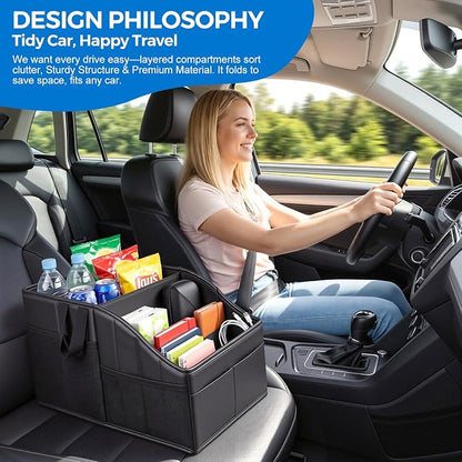WHHMK Car Storage, Sturdy Leather Car Backseat Organizers, Support Up to 33 LB of Weight Automotive Front Seat Organizer, Floor Organizer and Storage Used for SUV Truck Toy Snack Water Bottle Holder