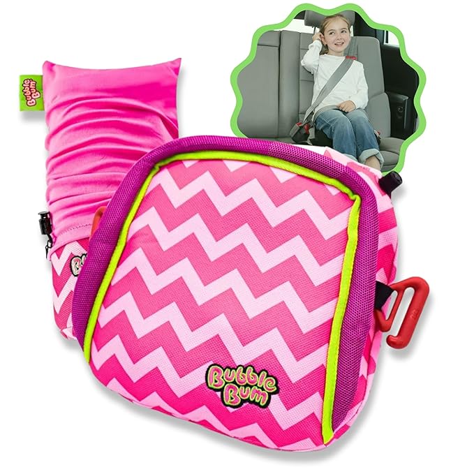 bubblebum Inflatable Backless Booster Car Seat, Portable Travel Booster Seat, Booster Seats for Cars 40-100 lbs, Kids & Child 4-10 years old - Pink | Inflatable Seats for Cars, Kids 40-100 lbs, Ages 4-11, Fits 3 Across, Rideshare & Carpool, FMVSS 213 C...