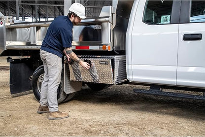 Buyers Products 1705105 Silver Diamond Tread Aluminum Underbody Truck Box with T-Handle Latch, 18 x 18 x 36 Inch, Durable Contractor Toolbox For Organization And Storage, Job Tool Chest