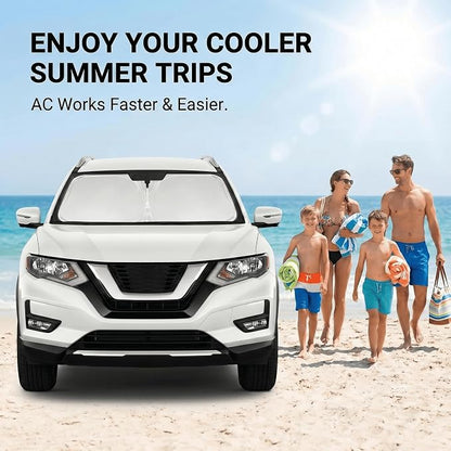 for Nissan Rogue 2014-2020 Windshield Sun Shade Front Window Shade Custom Fit Rogue Accessories Sun Visor Foldable Shade Blocks UV Rays Summer Must Have Car Accessories