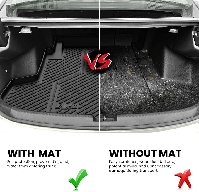 LASFIT Cargo Mat for Acura TLX 2021-2025 Sedan Custom Fit Trunk Mat Cargo Liner with Raised Edges, All Weather TPE Trunk Liner for Rear Cargo Area Protection, Black