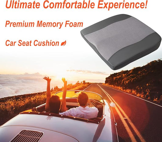 Lofty Aim Car Seat Cushion, Comfort Memory Foam Car Cushions for Driving - Sciatica & Lower Back Pain Relief, Driver Seat Pillow for Auto, Office Chair, Wheelchair - Dark Grey