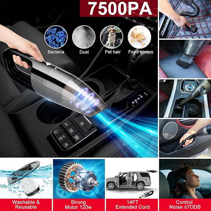 46Pcs Car Wash Cleaning Kit with Foam Gun Sprayer Detailing Brushes Car Vacuum Collapsible Bucket Windshield Cleaning Tool Tire Brush Towels Complete Interior Exterior Detailing Set for Car