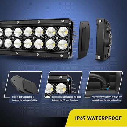 Nilight - ZH410 32Inch 180W Curved LED Light Bar Work Light Spot Flood Combo Offroad Driving Lights with 16AWG Wiring Harness Kit， 2 Year Warranty