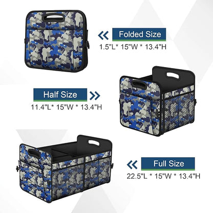 Femuar Car Trunk Organizer with 72L Large Capacity Waterproof Collapsible and 11 Pockets, Trunk Organizer for Car SUV/Jeep/Sedan, Large Size, Blue Camouflage