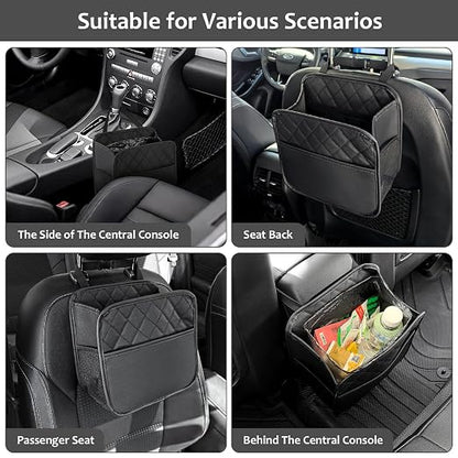 Accmor Car Trash Can, Small Garbage Bag for Car with Support Plate, Hanging Auto Organizer Storage Pockets Portable Automotive Garbage Bin with 60 Pcs Trash Bags, Vehicle Dustbin for SUV Truck Van