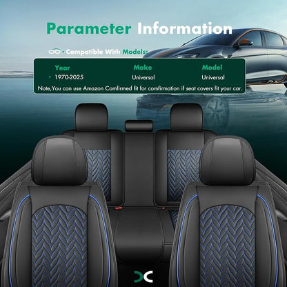 SCITOO Car Seat Covers,Universal Seat Covers Full Set Waterproof Automotive Seat Covers for Most Sedan, Truck and SUV for Elantra Sonata Sportage CRV Accord Chevy (Full Set, Black And Blue)