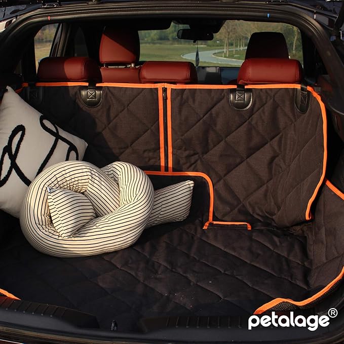 petalage Car Seat Protector, 52” x 50“ for for Familay Car & Regular SUVs, 600D Heavy Duty Car Seat Cover Waterproof Dog Car Seat Cover for Back Seat, Scratch Proof Nonslip Seat Cover for Dogs in Car
