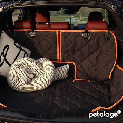 petalage Car Seat Protector, 52” x 50“ for for Familay Car & Regular SUVs, 600D Heavy Duty Car Seat Cover Waterproof Dog Car Seat Cover for Back Seat, Scratch Proof Nonslip Seat Cover for Dogs in Car