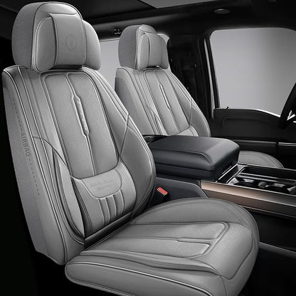 NS YOLO Full Coverage Leather Car Seat Covers for Cars,SUVs and Pick-up Trucks,Car Seat Protector,Automotive Seat Covers,Car Seat Cushion,Grey Seat Cover,Front Seat Cover for 2 Seats