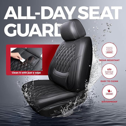 FREESOO Black Car Seat Covers Full Set - Faux Nappa Leather Seat Covers for Cars, Ultra Breathable Waterproof Front Seats Protector with Lumbar Support, Universal Fit for Automotive Sedan SUVs Pickups