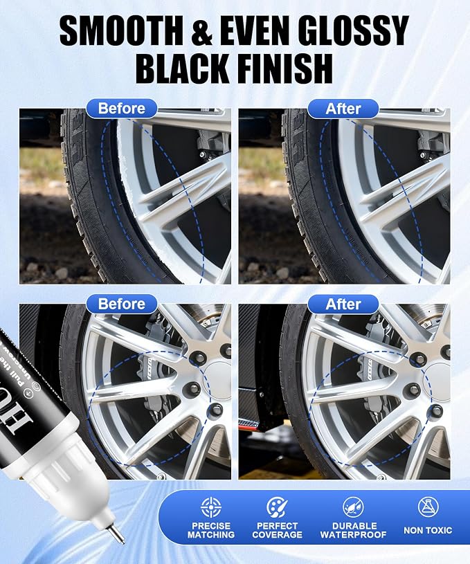 Amiss Crystal Sliver Rim Repair Kit, Wheel Paint and Rim Paint Touch Up Pen for Curb Rash, Universal Alloy Wheel Scratch Repair for Scratches and Scuffs, Car Accessories (Crystal Sliver)