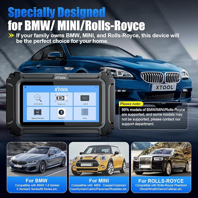 XTOOL IP500 2.0 for BMW OBD2 Scanner, Full Systems Bidirectional Scan Tool with ECU C0ding, Battery Registration Tool for BMW/MiNi/RR, All Services-(Injector C0ding/BMS/ABS), Lifetime Free Update