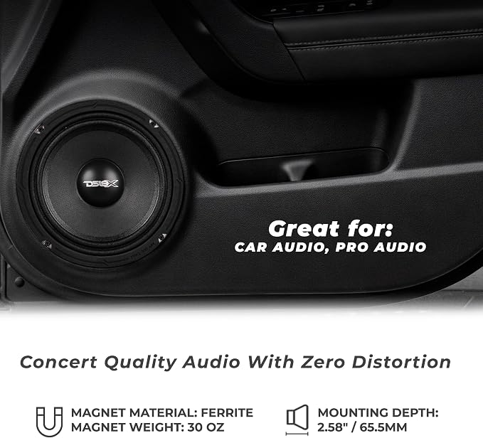 DS18 PRO-X6M Loudspeaker - 6.5", Midrange, Red Aluminum Bullet, 500W Max, 250W RMS, 4 Ohms - Premium Quality Audio Door Speakers for Car or Truck Stereo Sound System (1 Speaker)