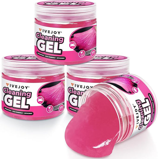 FiveJoy 4Pack Car Cleaning Gel, Car Gel for Cleaning for Interior, Reusable & Durable Detailing Tools, Dust Cleaner Gel for Keyboard Vent Cleaner Pink Slime Goop (640g/22.4oz)