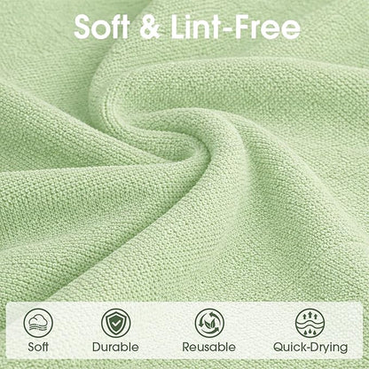 Microfiber Cleaning Cloth Roll - 100 Pack Tear Away Microfiber Paper Towels, Reusable, Washable, Scratch-Free, Kitchen Towels for Car, Home, Kitchen, Glass, Dishes(Bean Green)