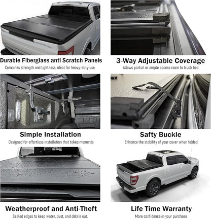 Toptiny Hard Folding Truck Bed Tonneau Cover|HTF018|Fits 2015-2024 Ford F-150 8FT Bed (98")