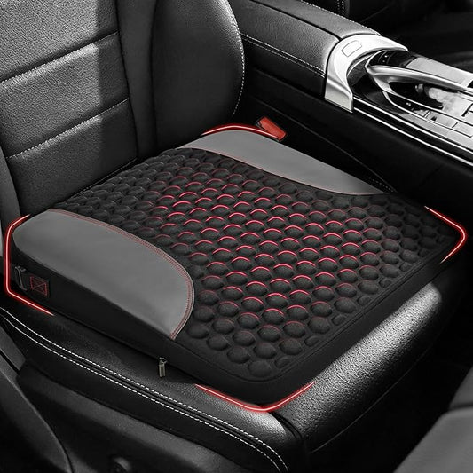 Car Seat Cushion for Driving, Driver Seat Pad with Honeycomb Message Dots - Ergonomic Auto Car Seat Pillow for Long Drives, Office Chair, Truck, Wheelchair - Coccyx & Lower Back Pain Relief - Black