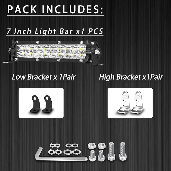 7 Inch Slim LED Light Bar for Truck Tractor, 12V-60V Small LED Work Light Pods Off Road Auxiliary Fog Lights 60W 6000lm, ATV Lawn Mower Golf Cart Pit Dirt Bike MTB eBike Night Riding Headlight Mods