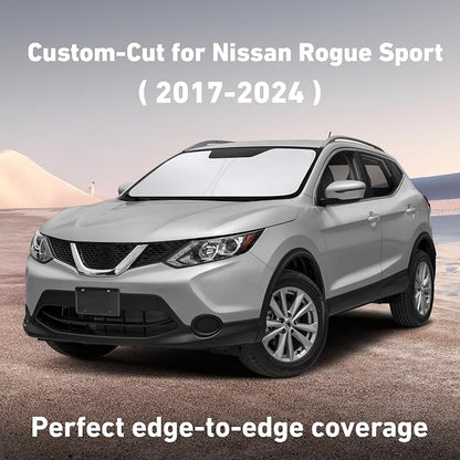 EcoNour Windshield Sunshade Compatible for Nissan Rogue Sport 2017-2022 2023 2024, Sun Visor for Front Windshield & Window Sun Shade Cover, UV Heat Blocker & Protector, Car Accessories