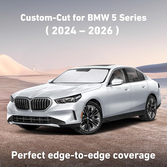 EcoNour Windshield Sunshade Compatible for BMW 5 Series 2024 2025 2026 (530i, 530i xDrive, 540i xDrive, The 550e xDrive) Sun Visor for Window Sunshade Cover, UV Protector, Car Accessories