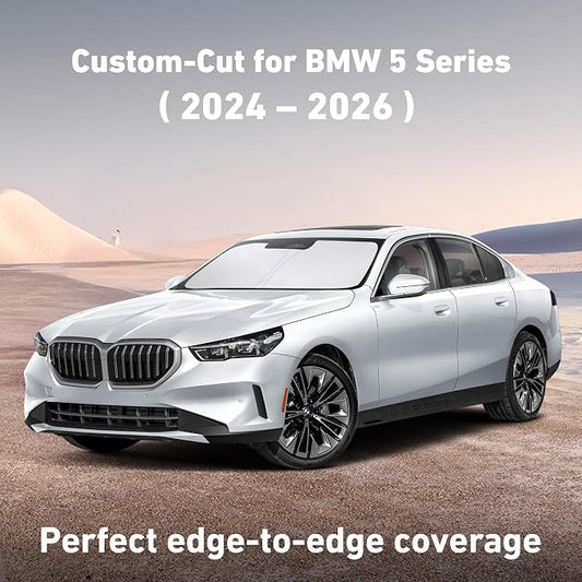EcoNour Windshield Sunshade Compatible for BMW 5 Series 2024 2025 2026 (530i, 530i xDrive, 540i xDrive, The 550e xDrive) Sun Visor for Window Sunshade Cover, UV Protector, Car Accessories