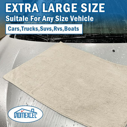 HOMEXCEL Professional Large Microfiber Car Drying Towels 2 Pack, Lint Free, Scratch Free, Highly Absorbent Drying Towel for Cars, SUVs, RVs, Trucks, and Boats,31" x 24",Brown