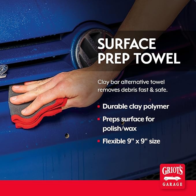 Griot's Garage Surface Prep Towel for Car Detailing, Cleaning and Polishing, Clay Bar Alternative, 9" x 9", 55592