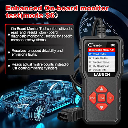 LAUNCH Creader 300 OBD2 Scanner,Engine Fault Code Reader,Support Read Data Stream,Scanner for All OBDII Protocol Cars Since 1996, 2026 Upgraded Ver. of CR3001