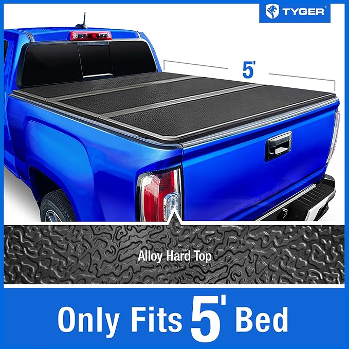 Tyger Auto T5 Tri-Fold Alloy Hardtop Truck Bed Tonneau Cover Compatible with 2015-2026 Chevy Colorado GMC Canyon | 5'2" (62") Bed | TG-BC5C3039