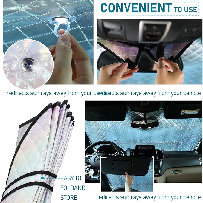 Car Windshield Sun Shade, Folding Car Shades for Front Windows UV Rays Sun Visor Shade, Keeps Your Vehicle Cool