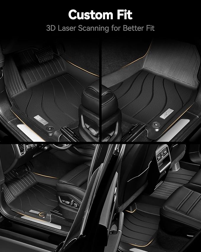 3W Floor Mats Fit Porsche Cayenne 2019-2025 2026 (5 PCS), TPE All Weather Custom Fit Floor Liner for Porsche Cayenne 1st and 2nd Row 5 PCS Car Mats, Black