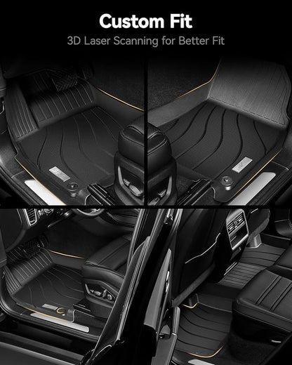 3W Floor Mats Fit Porsche Cayenne 2019-2025 2026 (5 PCS), TPE All Weather Custom Fit Floor Liner for Porsche Cayenne 1st and 2nd Row 5 PCS Car Mats, Black