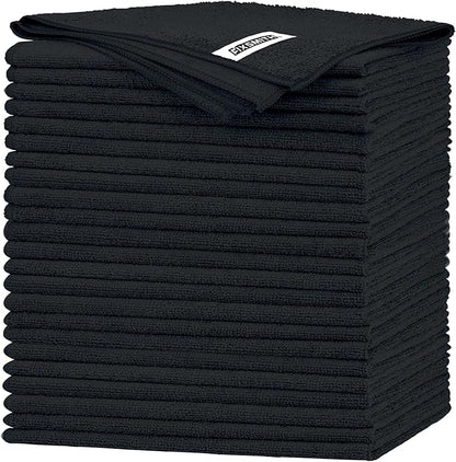 FIXSMITH Black Microfiber Cleaning Cloth -Pack of 24, Highly Absorbent Cleaning Rags, 16"X12" All Purpose Cleaning Towels for Housekeeping, Kitchen, Car, Lint Free and Reusable Microfiber Towels